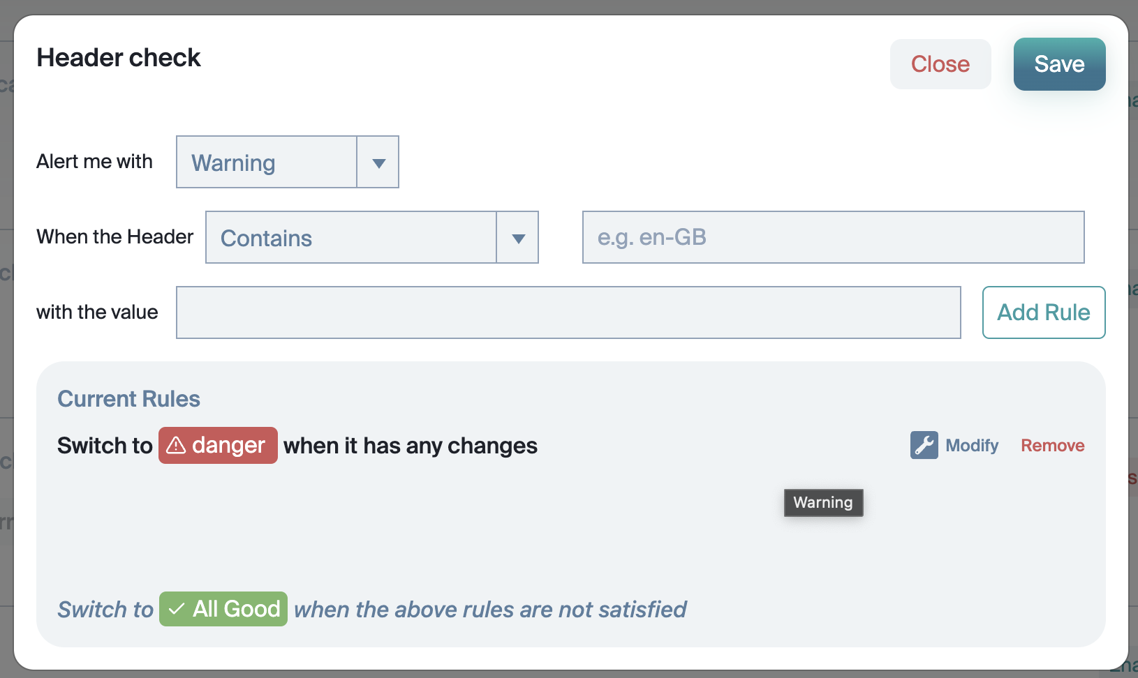 HTTP header Changes Check Basic Interface