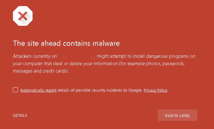 Malware Warning Example