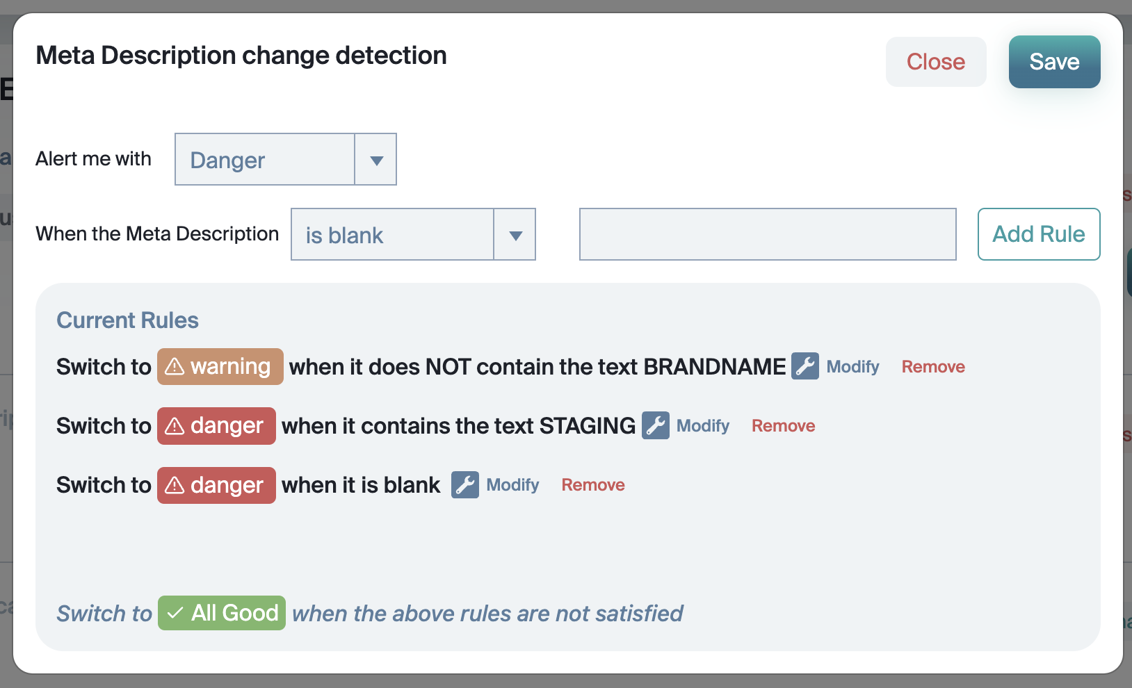 Meta Description Changes Advanced Interface