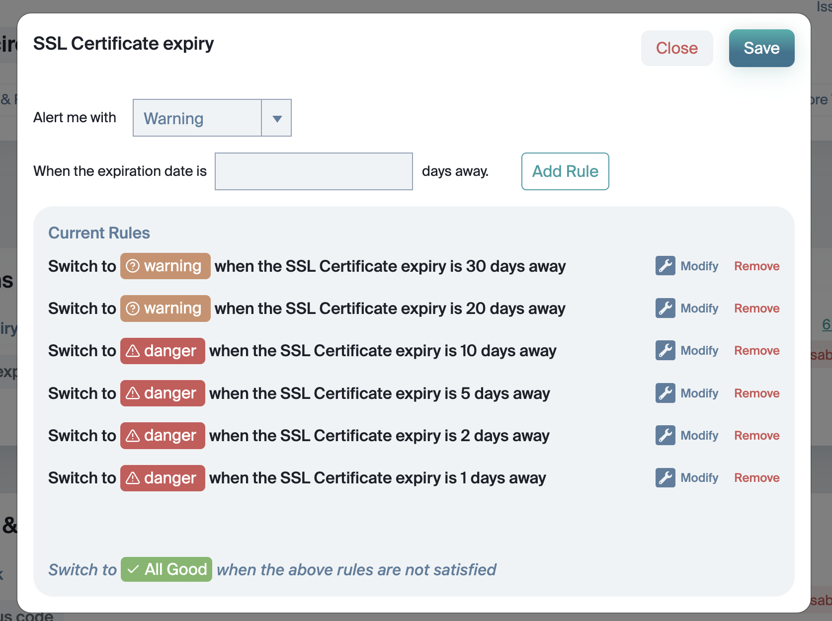 SSL Expiration Check Basic Interface