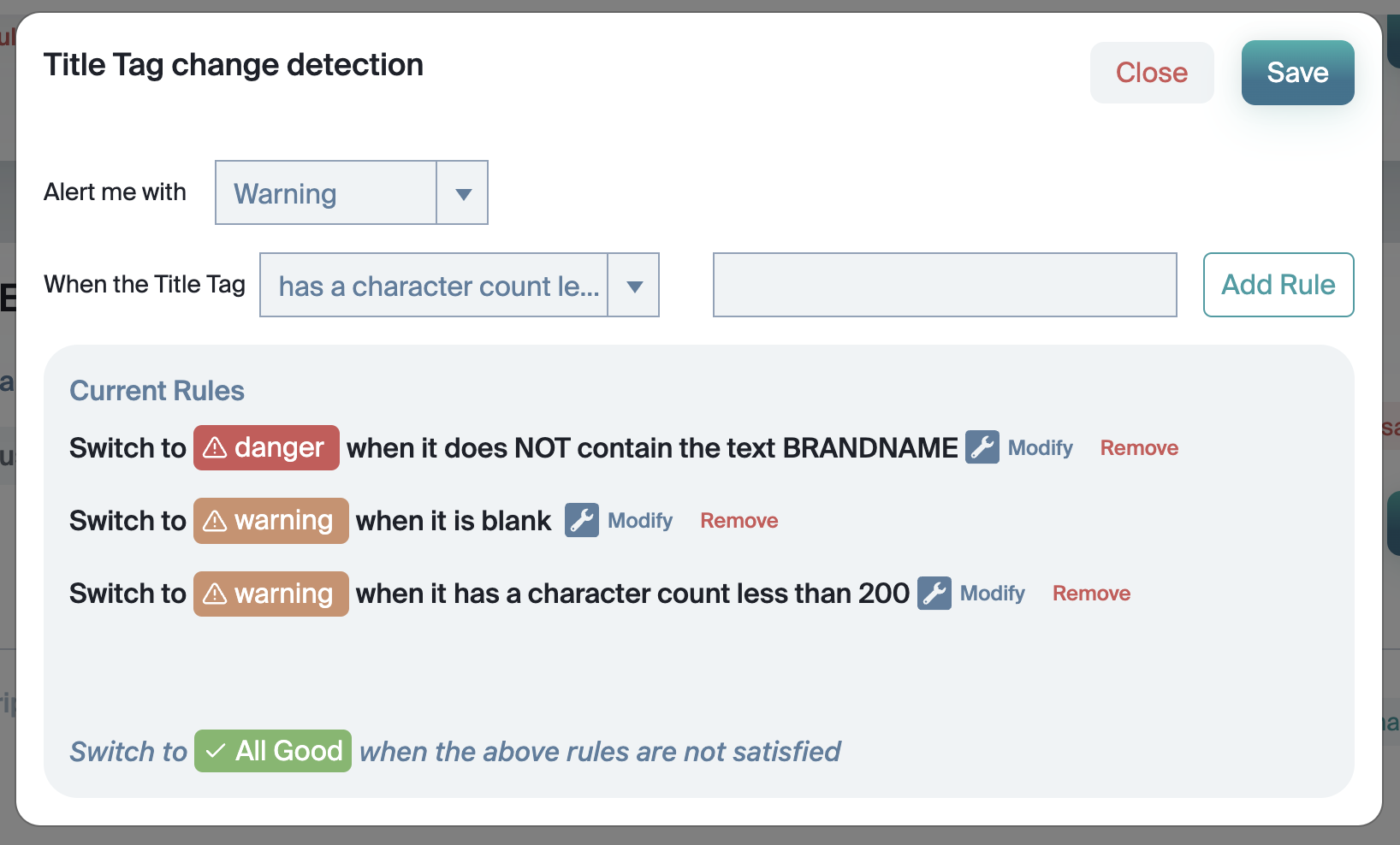 Title Tag Changes Advanced Interface